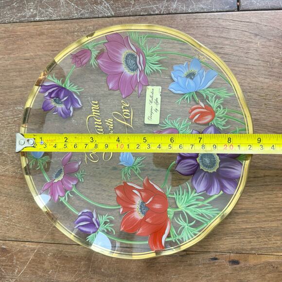 Lefton Japan 1989 To Grandma with Love Clear Floral Gold Accent Display‎ Plate - Picture 4 of 7